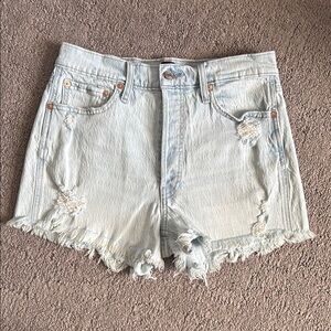GAP Faded Blue Distressed Jean Shorts with Frayed Hem